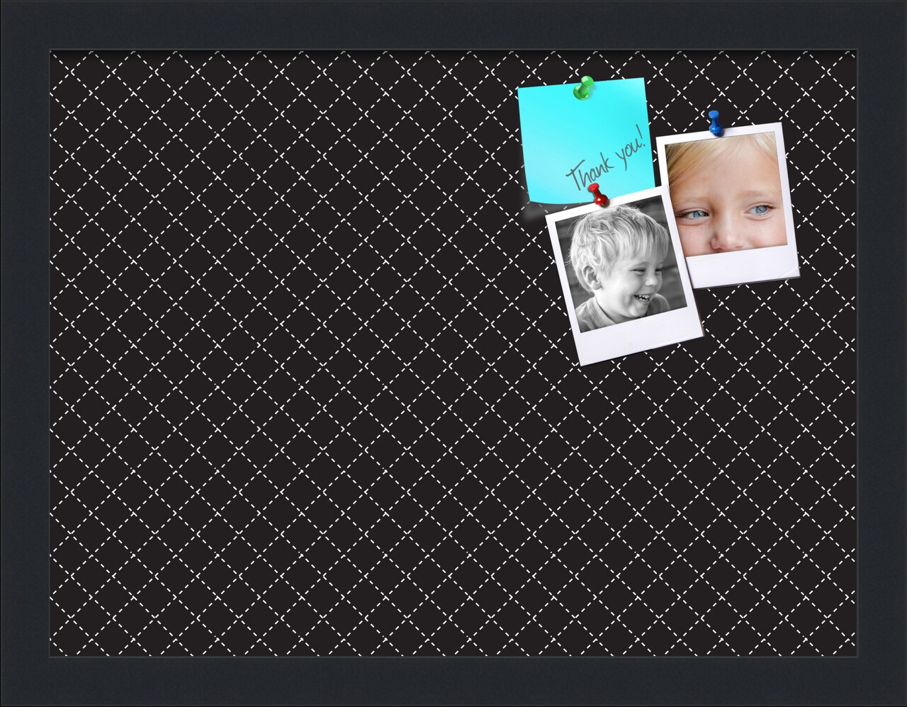 PinPix Custom Bulletin Board Black Diamond Poster Board Has a Fabric Style Canvas Finish, Framed in Satin Black, by ArtToFrames (PinPix-120)